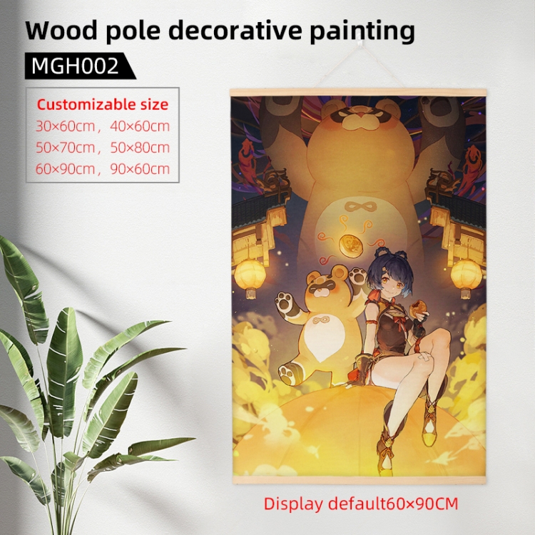 Genshin Impact Anime wooden pole decorative painting 40X60cm MGH002