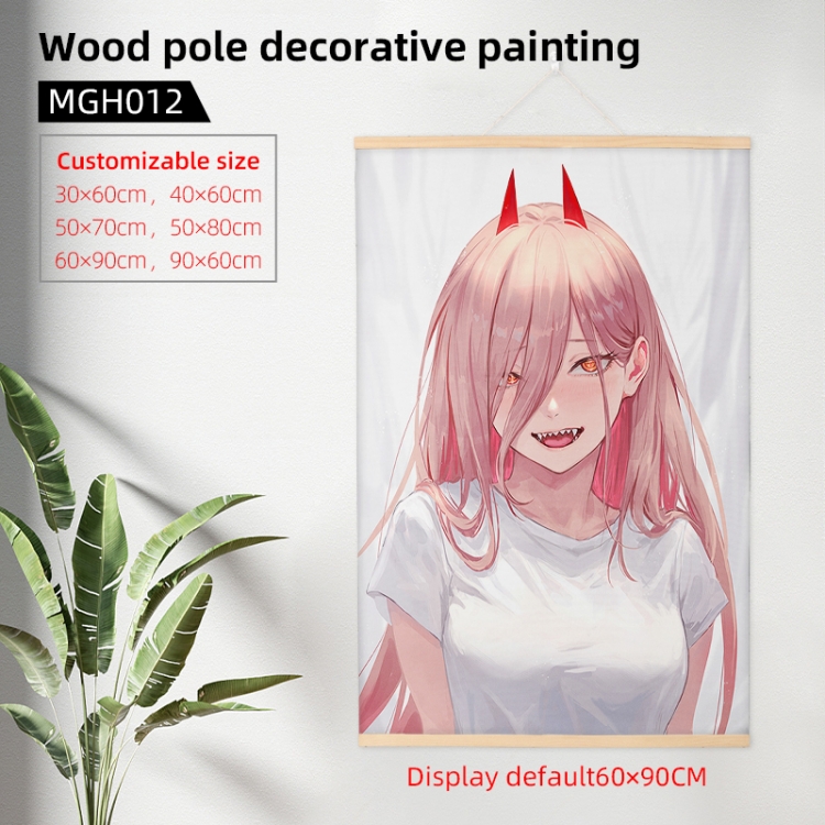 Chainsaw man Anime wooden pole decorative painting 40X60cm MGH012