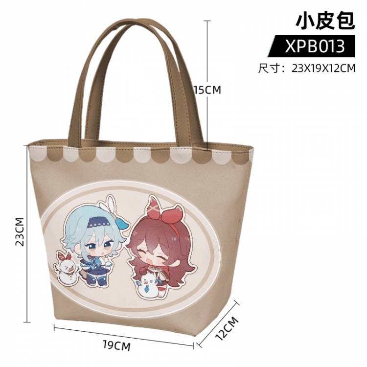 Genshin Impact  Anime one shoulder small leather bag 23X19X12cm supports customization with individual designs XPB013
