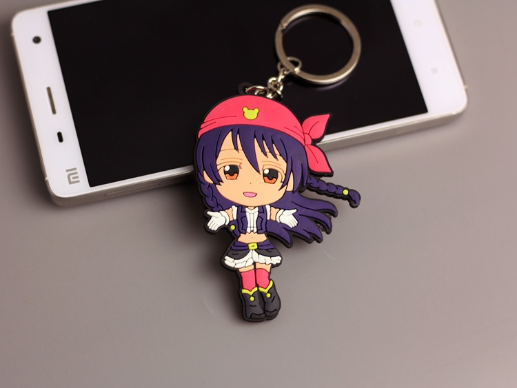 Lovelive Anime peripheral double-sided soft rubber keychain PVC pendant 6-8cm price for 5 pcs