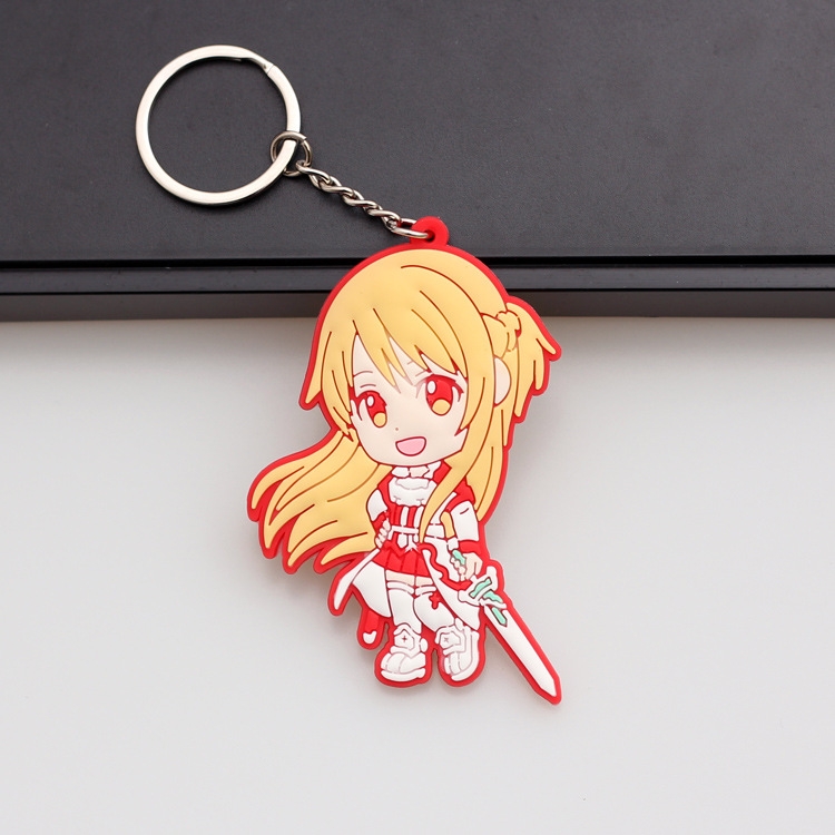 Sword Art Online Anime peripheral double-sided soft rubber keychain PVC pendant 6-8cm price for 5 pcs