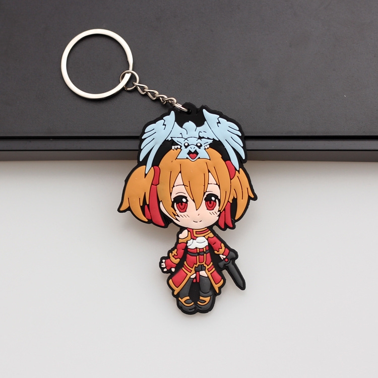 Sword Art Online Anime peripheral double-sided soft rubber keychain PVC pendant 6-8cm price for 5 pcs