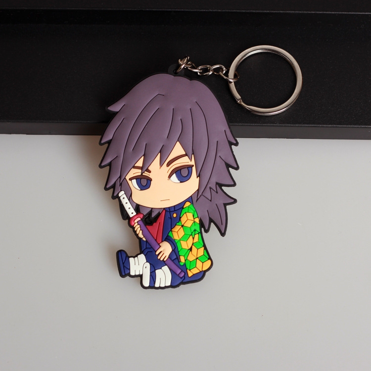 Demon Slayer Kimets Anime peripheral double-sided soft rubber keychain PVC pendant 6-8cm price for 5 pcs