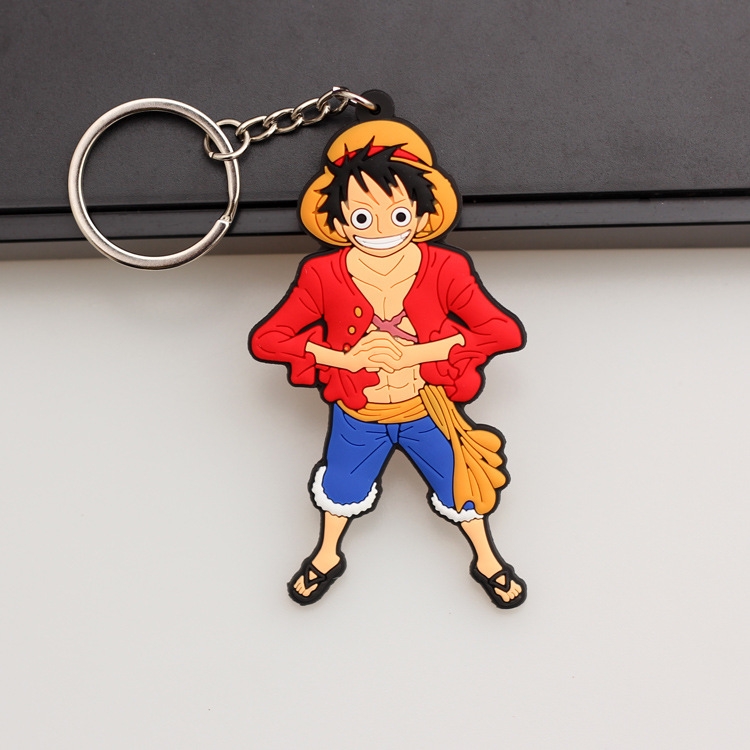 One Piece Anime peripheral double-sided soft rubber keychain PVC pendant 6-8cm price for 5 pcs