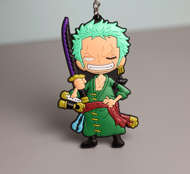 One Piece Anime peripheral double-sided soft rubber keychain PVC pendant 6-8cm price for 5 pcs