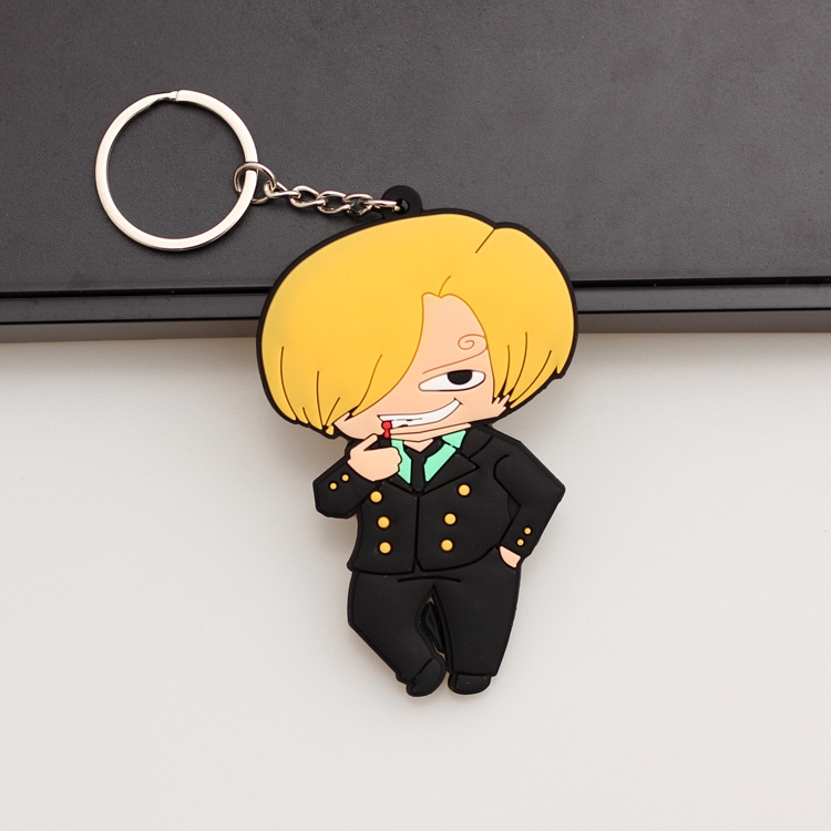 One Piece Anime peripheral double-sided soft rubber keychain PVC pendant 6-8cm price for 5 pcs