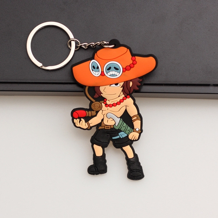 One Piece Anime peripheral double-sided soft rubber keychain PVC pendant 6-8cm price for 5 pcs