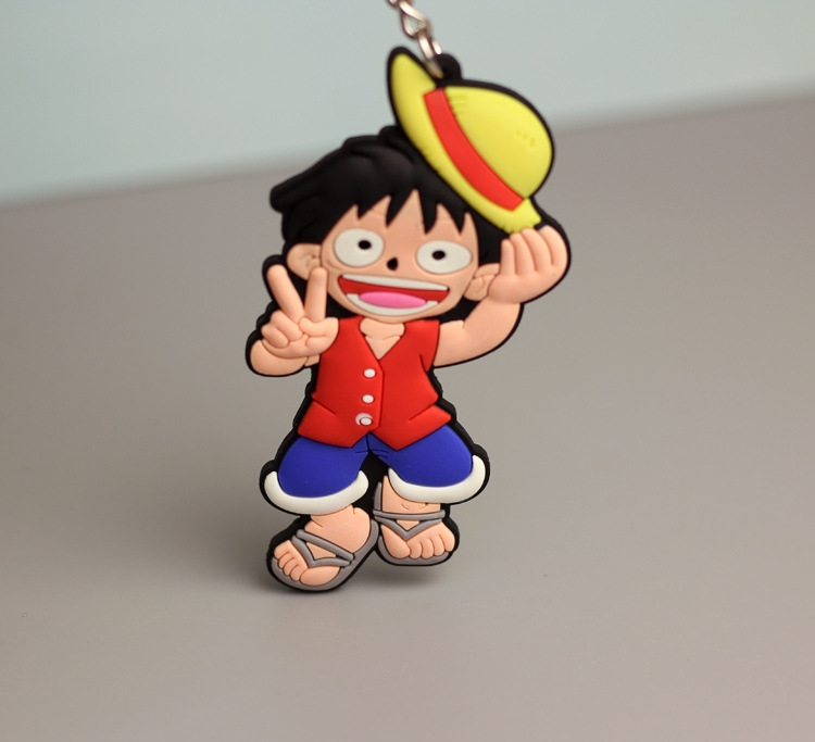 One Piece Anime peripheral double-sided soft rubber keychain PVC pendant 6-8cm price for 5 pcs