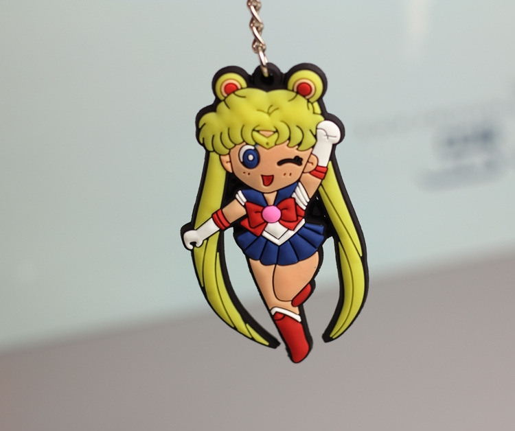 sailormoon Anime peripheral double-sided soft rubber keychain PVC pendant 6-8cm price for 5 pcs