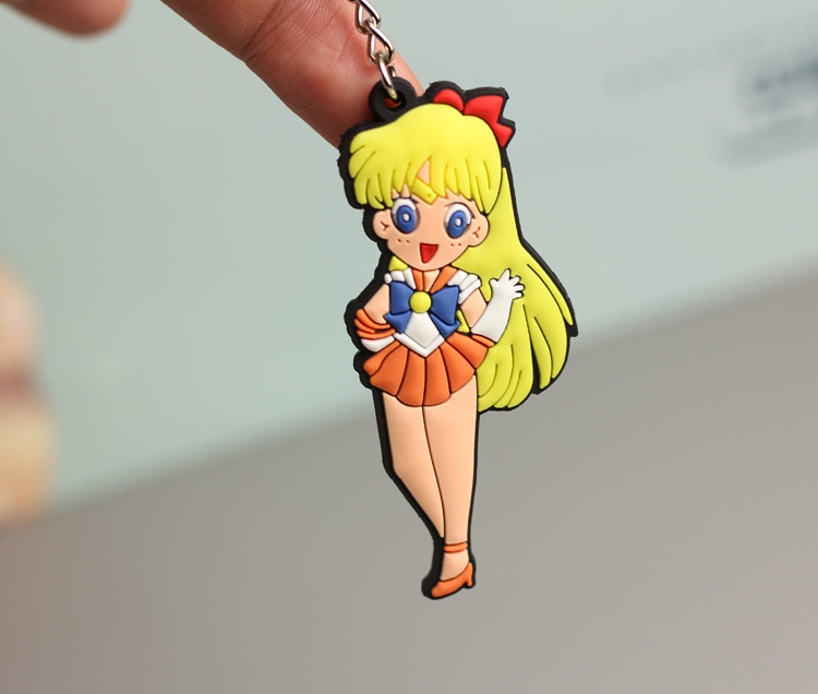 sailormoon Anime peripheral double-sided soft rubber keychain PVC pendant 6-8cm price for 5 pcs