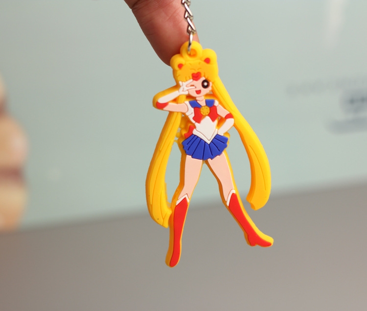 sailormoon Anime peripheral double-sided soft rubber keychain PVC pendant 6-8cm price for 5 pcs