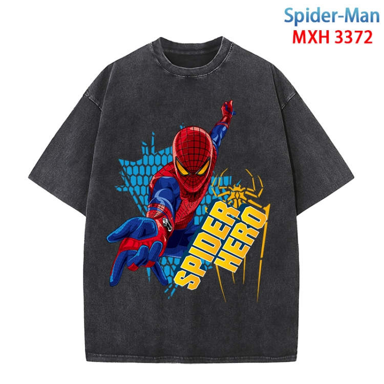 Spiderman Anime peripheral pure cotton washed and worn T-shirt from S to 4XL MXH-3372