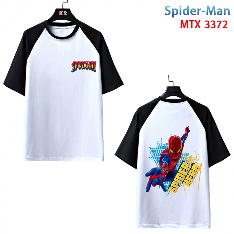 Spiderman Anime raglan sleeve cotton T-shirt from XS to 3XL MTX-3372-3