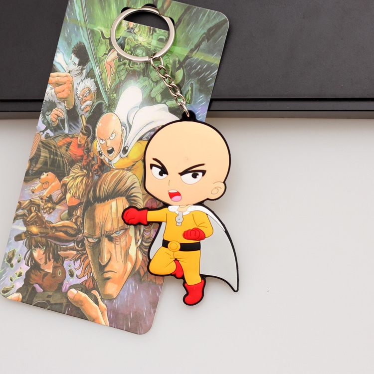 One Punch Man Anime peripheral double-sided soft rubber keychain PVC pendant 6-8cm price for 5 pcs