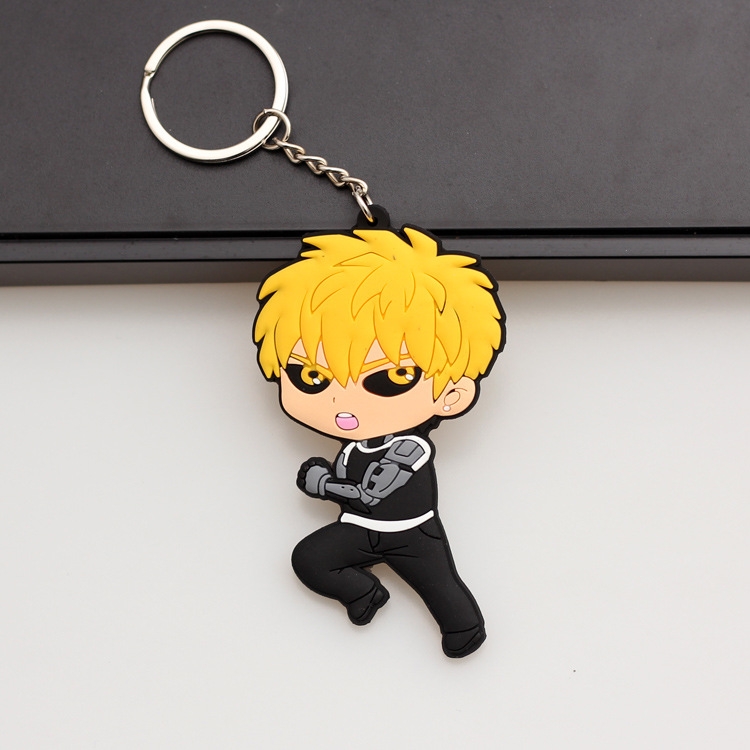 One Punch Man Anime peripheral double-sided soft rubber keychain PVC pendant 6-8cm price for 5 pcs