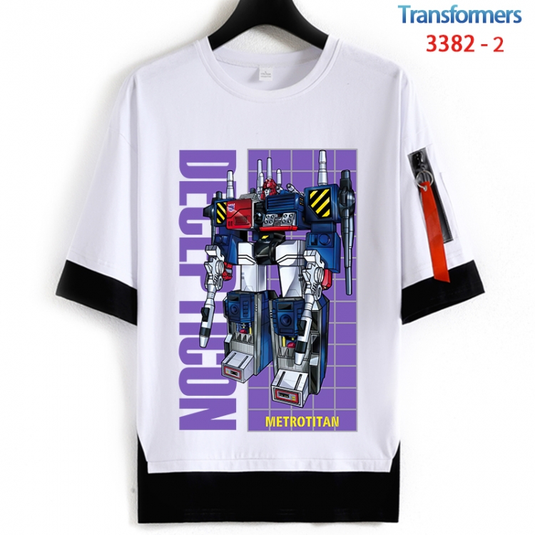 Transformers Cotton Crew Neck Fake Two-Piece Short Sleeve T-Shirt from S to 4XL HM-3382-2
