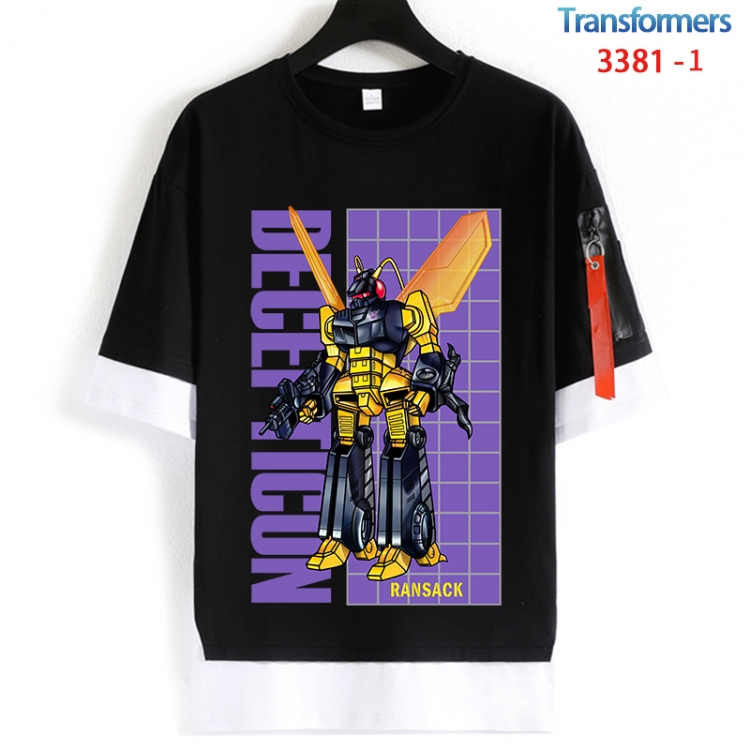 Transformers Cotton Crew Neck Fake Two-Piece Short Sleeve T-Shirt from S to 4XL HM-3381-1