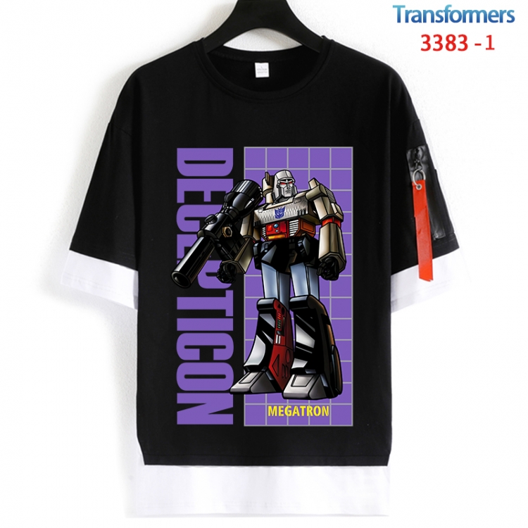 Transformers Cotton Crew Neck Fake Two-Piece Short Sleeve T-Shirt from S to 4XL  HM-3383-1