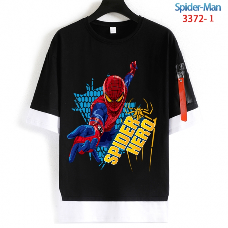 Spiderman Cotton Crew Neck Fake Two-Piece Short Sleeve T-Shirt from S to 4XL HM-3372-1