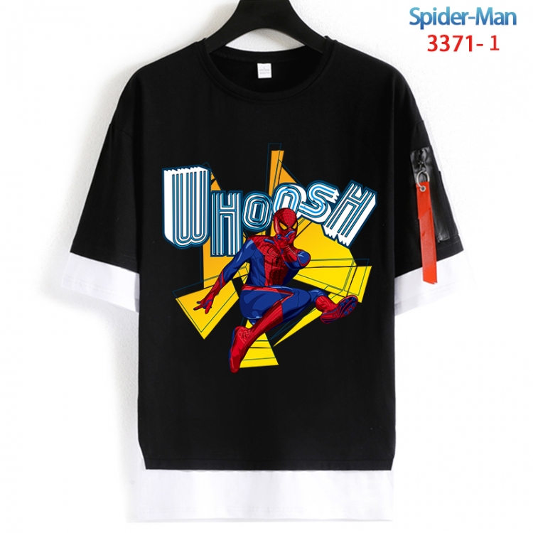 Spiderman Cotton Crew Neck Fake Two-Piece Short Sleeve T-Shirt from S to 4XL  HM-3371-1