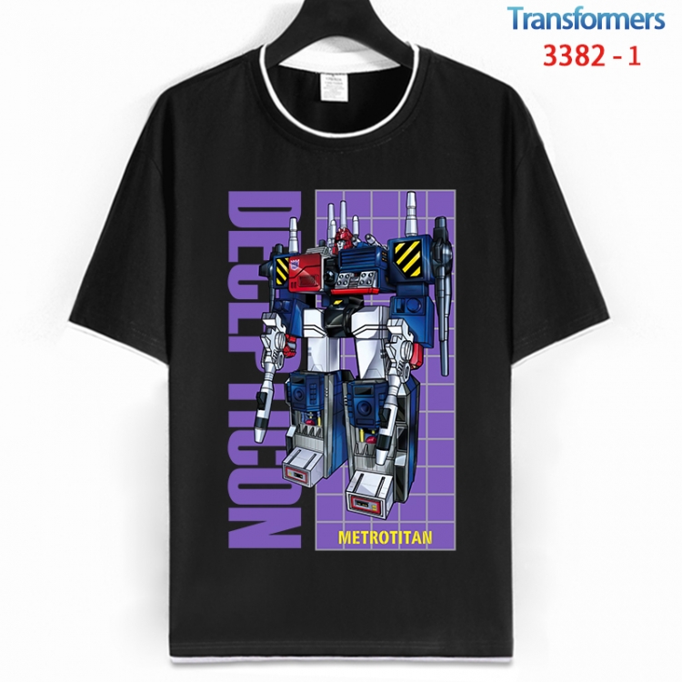 Transformers Cotton crew neck black and white trim short-sleeved T-shirt from S to 4XL HM-3382-1