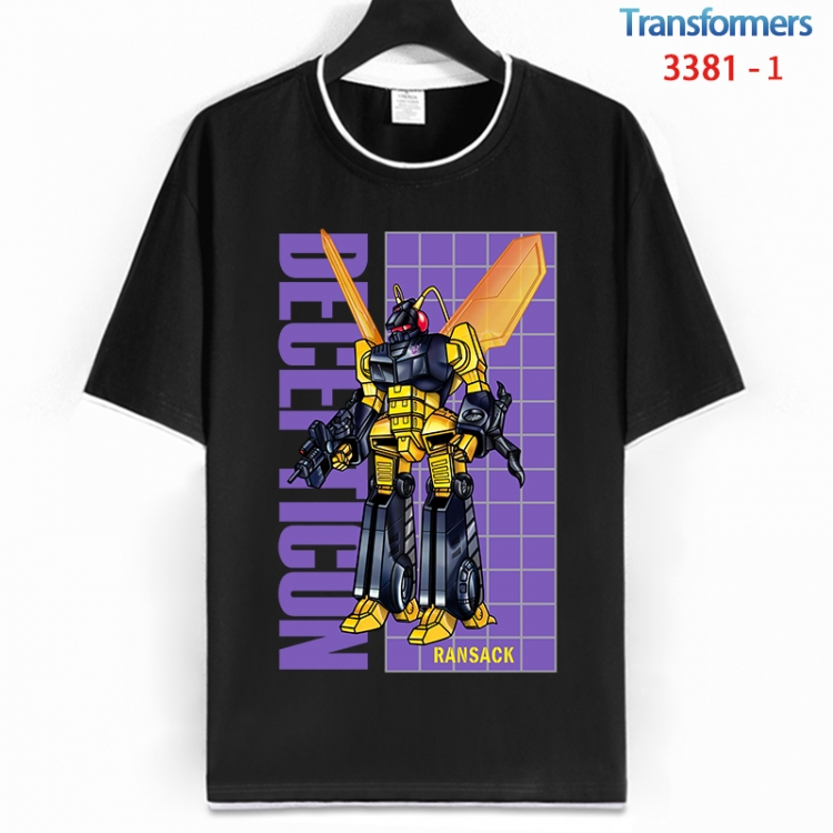 Transformers Cotton crew neck black and white trim short-sleeved T-shirt from S to 4XL HM-3381-1