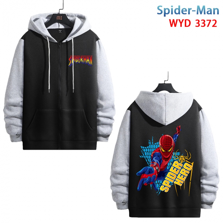 Spiderman Anime cotton zipper patch pocket sweater from S to 3XL WYD-3372-3