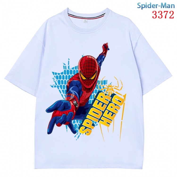 Spiderman Anime peripheral direct spray technology pure cotton short sleeved T-shirt  from S to 4XL CMY-3372-1