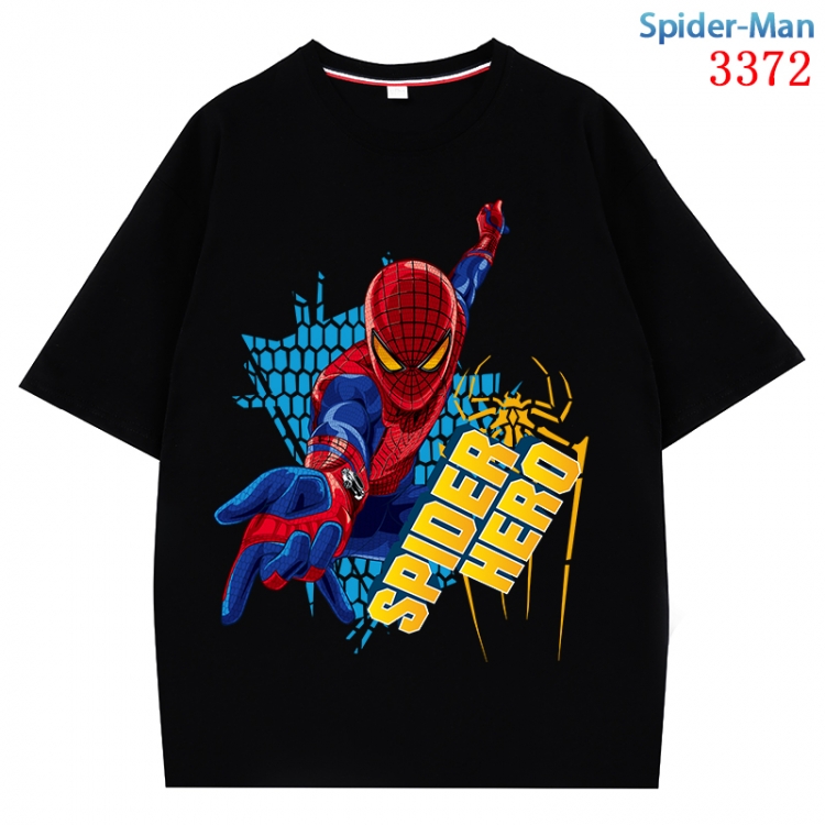 Spiderman Anime peripheral direct spray technology pure cotton short sleeved T-shirt  from S to 4XL CMY-3372-2