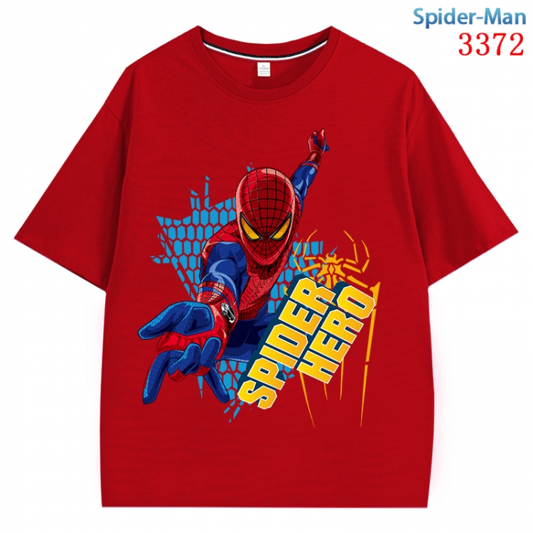 Spiderman Anime peripheral direct spray technology pure cotton short sleeved T-shirt  from S to 4XL CMY-3372-3