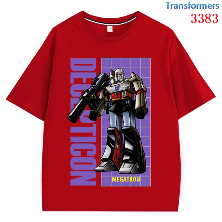 Transformers Anime peripheral direct spray technology pure cotton short sleeved T-shirt  from S to 4XL CMY-3383-3