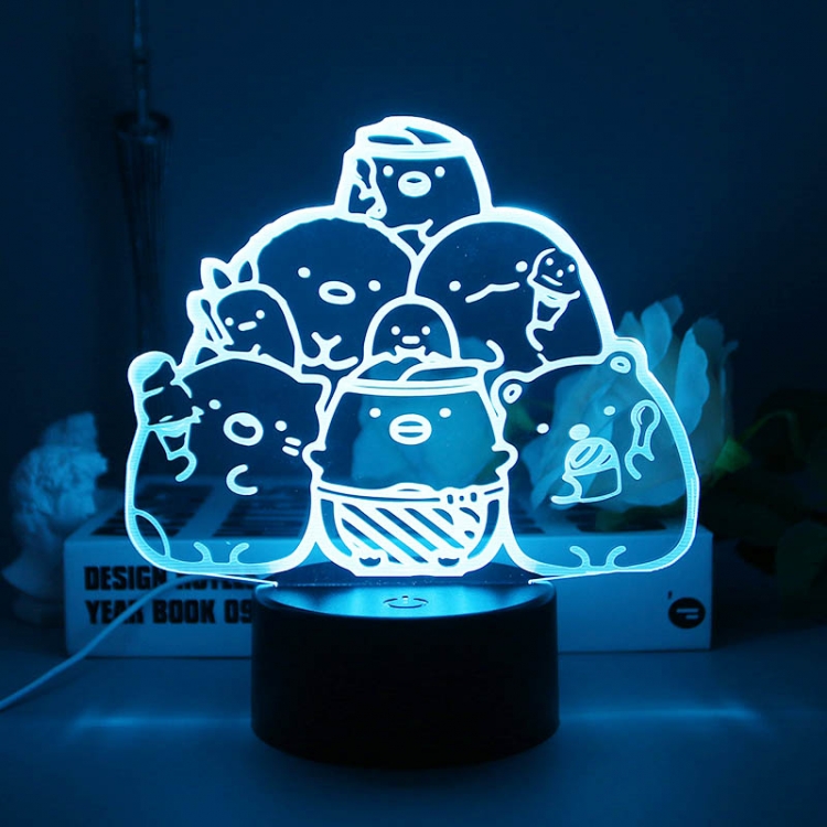 TABO 3D night light USB touch switch colorful acrylic table lamp BLACK BASE