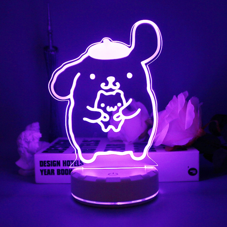 Purin 3D night light USB touch switch colorful acrylic table lamp BLACK BASE
