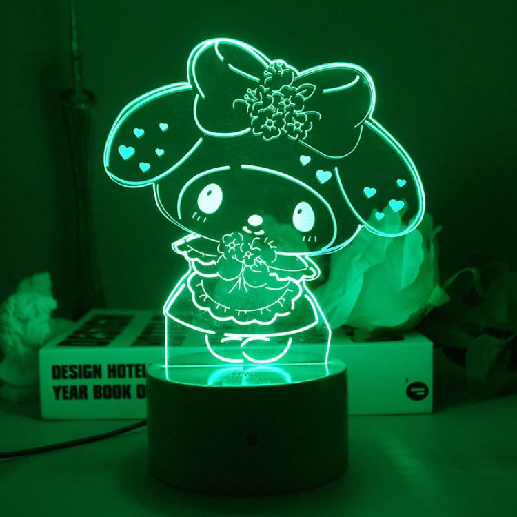 melody 3D night light USB touch switch colorful acrylic table lamp BLACK BASE