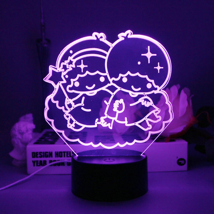 Gemini 3D night light USB touch switch colorful acrylic table lamp BLACK BASE