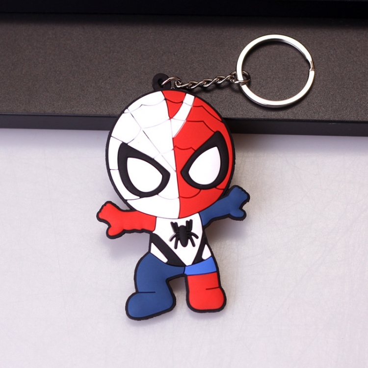 Spiderman Anime peripheral double-sided soft rubber keychain PVC pendant 6-8cm price for 5 pcs