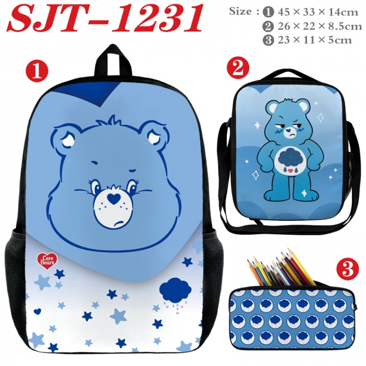 Care Bears Anime nylon canvas backpack pencil case crossbody bag three piece set 45x33x14cm SJT-1231