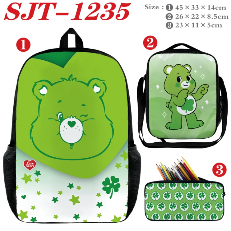Care Bears Anime nylon canvas backpack pencil case crossbody bag three piece set 45x33x14cm SJT-1235