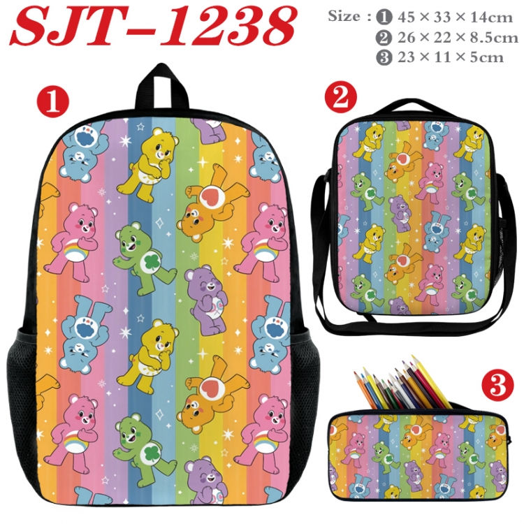 Care Bears Anime nylon canvas backpack pencil case crossbody bag three piece set 45x33x14cm  SJT-1238