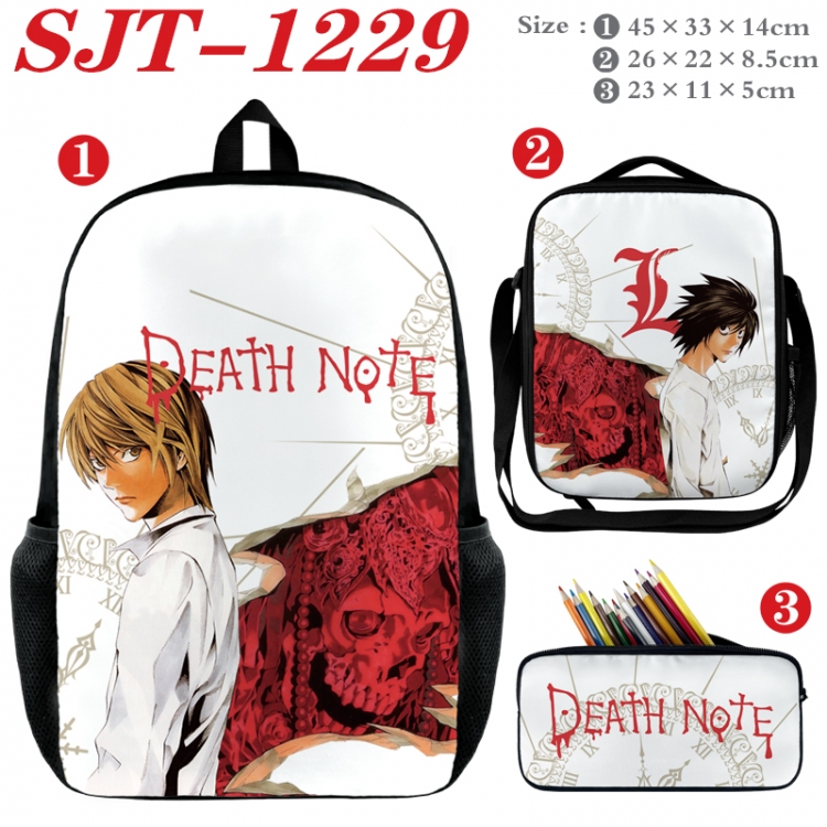 Bag Death note Anime nylon canvas backpack pencil case crossbody bag three piece set 45x33x14cm  SJT-1229