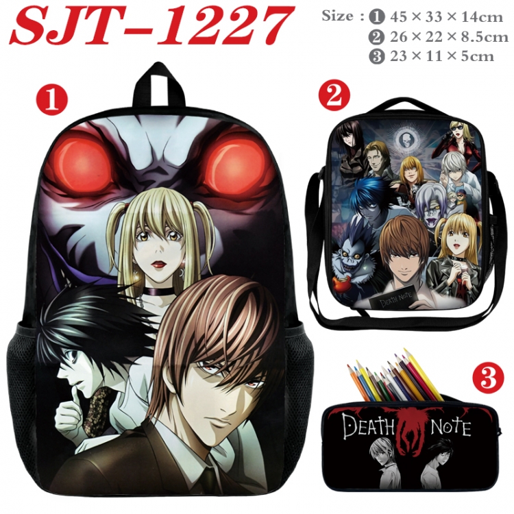 Bag Death note Anime nylon canvas backpack pencil case crossbody bag three piece set 45x33x14cm SJT-1227