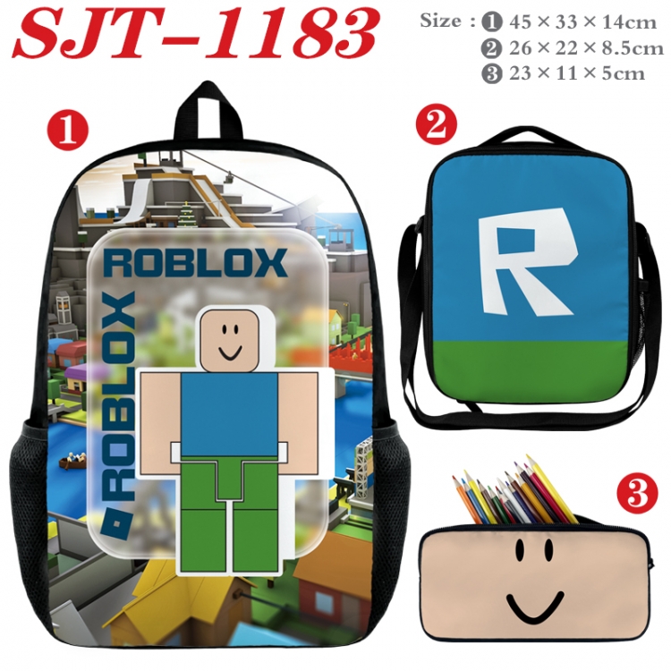 ROBLOX Anime nylon canvas backpack pencil case crossbody bag three piece set 45x33x14cm