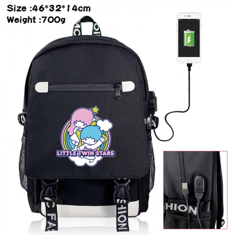 Sanrio canvas USB backpack cartoon print student backpack 46X32X14CM 700g