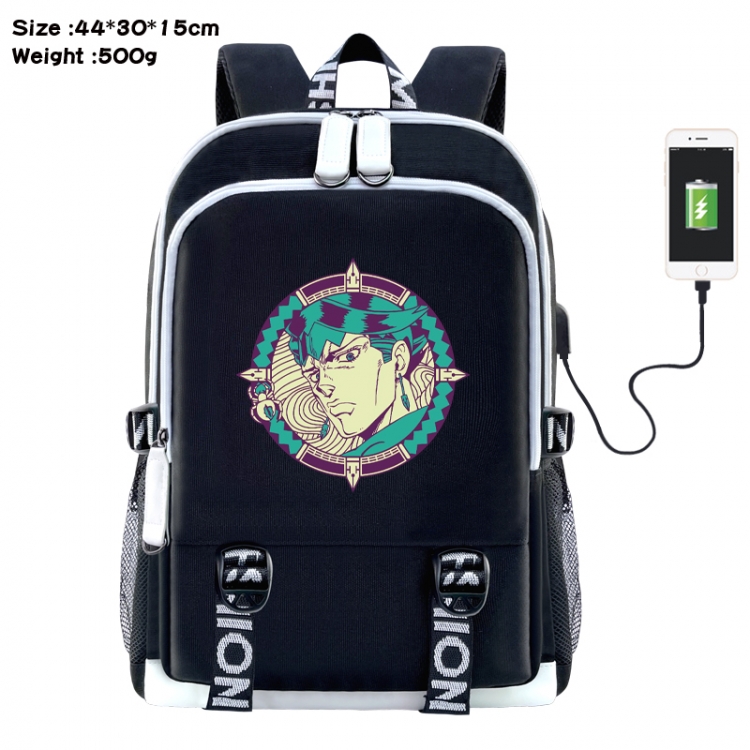 JoJos Bizarre Adventure Anime Double Zipper Data Backpack 44X30X15CM