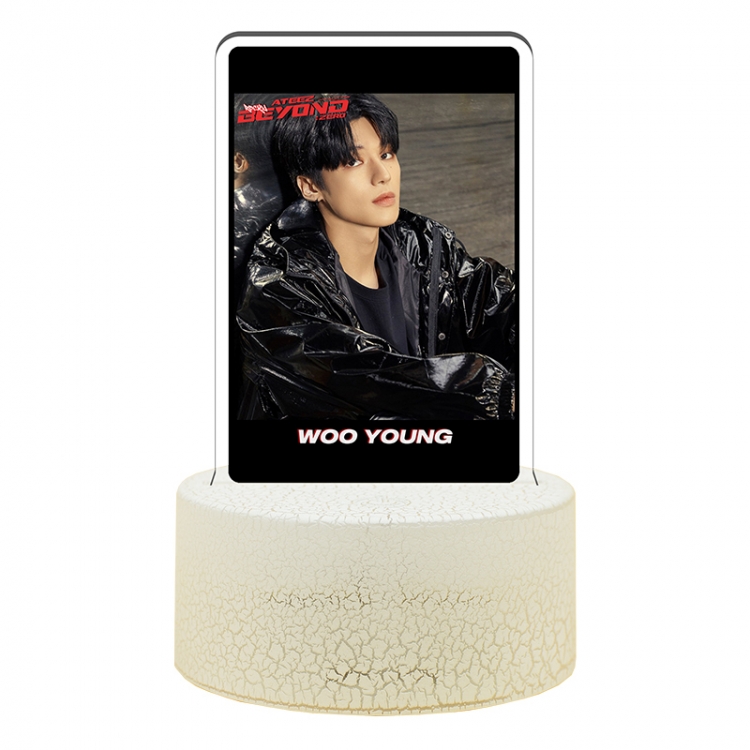 ATEEZ Acrylic night light 16 kinds of color changing USB interface box 14X7X4CM white base