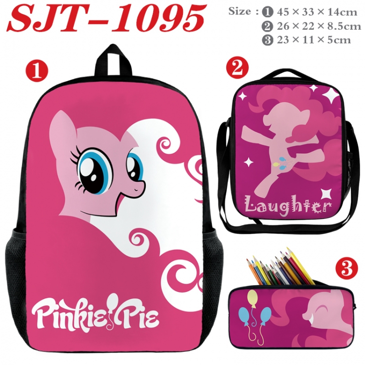 My Little Pony Anime nylon canvas backpack pencil case crossbody bag three piece set 45x33x14cm SJT-1095