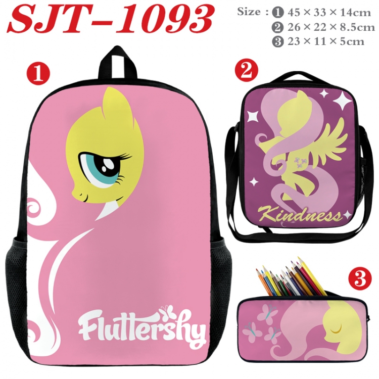 My Little Pony Anime nylon canvas backpack pencil case crossbody bag three piece set 45x33x14cm  SJT-1093