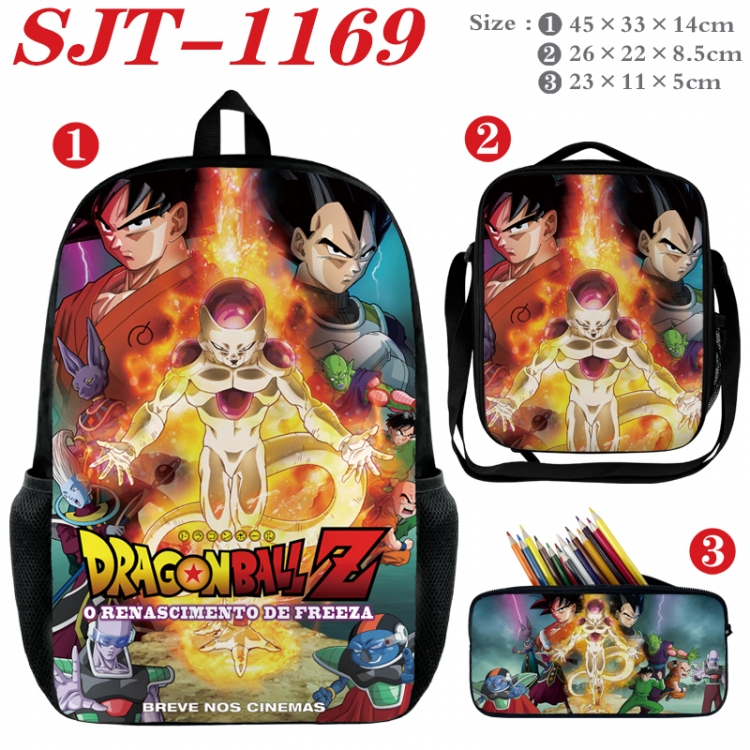 DRAGON BALL Anime nylon canvas backpack pencil case crossbody bag three piece set 45x33x14cm SJT-1169