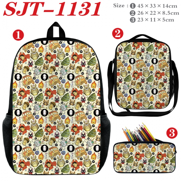 TOTORO Anime nylon canvas backpack pencil case crossbody bag three piece set 45x33x14cm SJT-1131