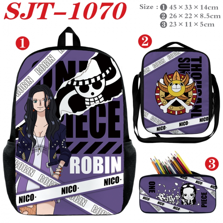 One Piece Anime nylon canvas backpack pencil case crossbody bag three piece set 45x33x14cm